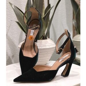 The Fold London Velvet D'Orsay Pumps Women 39 8.5 Forest Green Pointed Toe